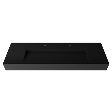 Castello Usa Pyramid 60 in Solid Surface Wall-Mounted Bathroom Sink in Black CB-GM-2053-60-B